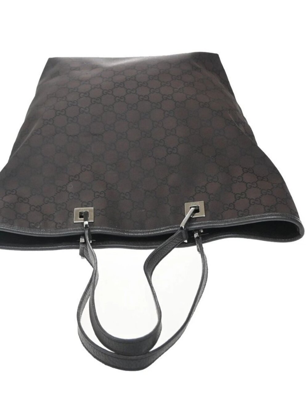 GUCCI Logo GG Pattern​ Shoulder Tote Bag Nylon Leather Brown SHW Italy 61KD552 - Picture 5 of 16